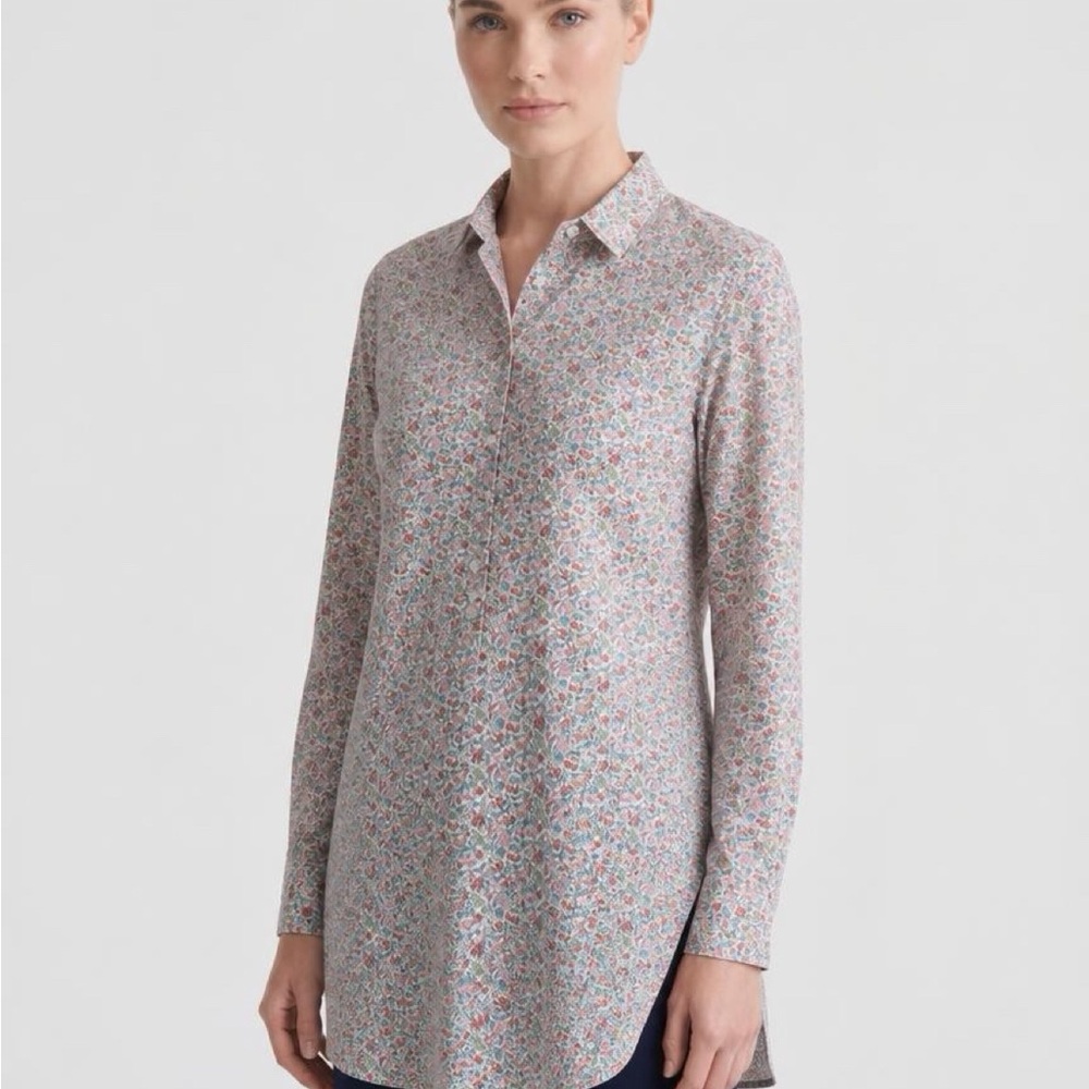 Liberty of London Floral Button-Up Shirt in Red and Blue